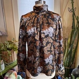 Vintage Floral Satin Blouse